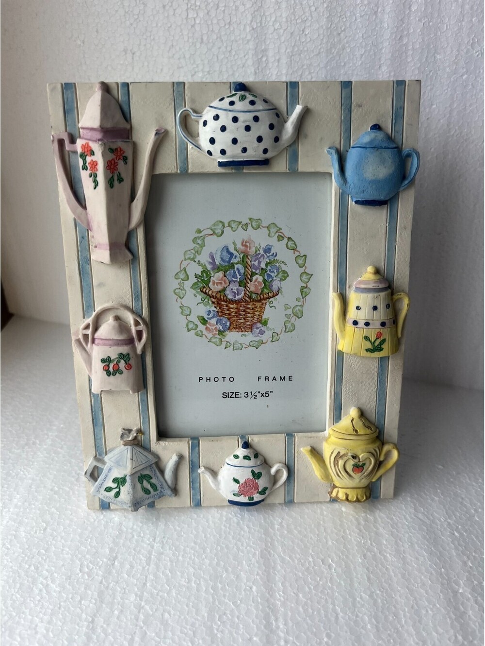 Teapot Photo Frame 3.5x5 Country Kitchen Cottagecore Tea Party Resin Frame